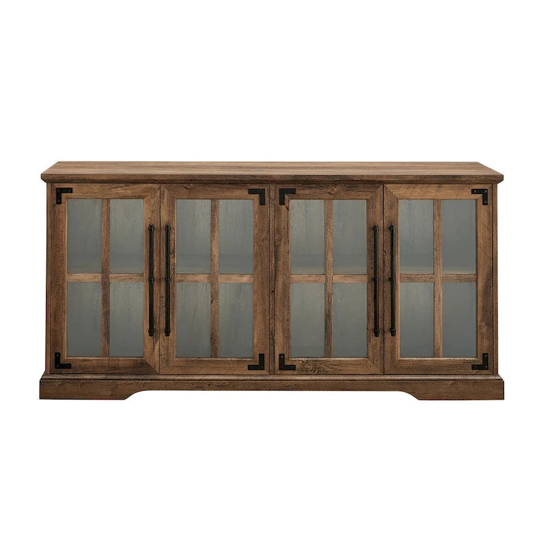 Oak Glass-Door TV Stand, Fits TVs up to 65", 1-Person Assembly