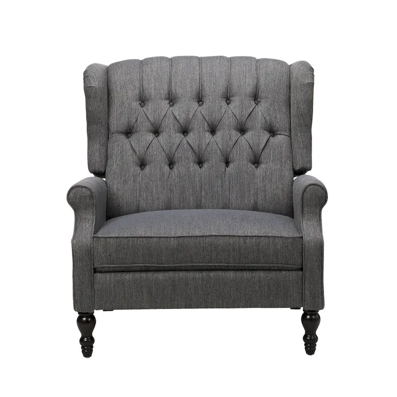 Charcoal Wingback Manual Recliner, Oversized Single Seat, Diamond Tufted