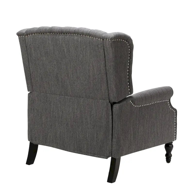 Charcoal Wingback Manual Recliner, Oversized Single Seat, Diamond Tufted