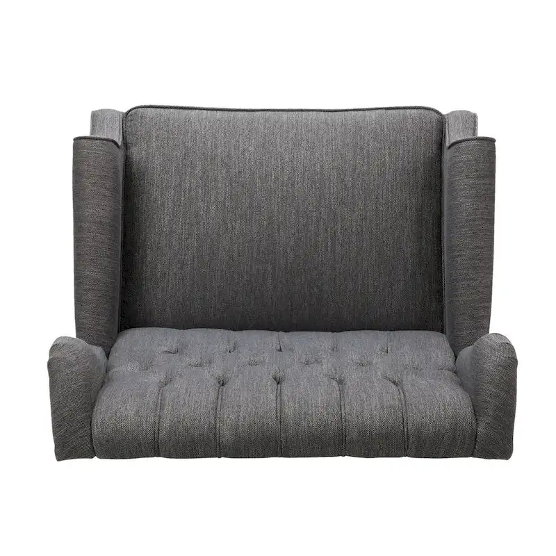 Charcoal Wingback Manual Recliner, Oversized Single Seat, Diamond Tufted