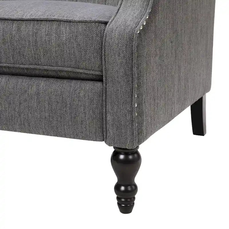 Charcoal Wingback Manual Recliner, Oversized Single Seat, Diamond Tufted