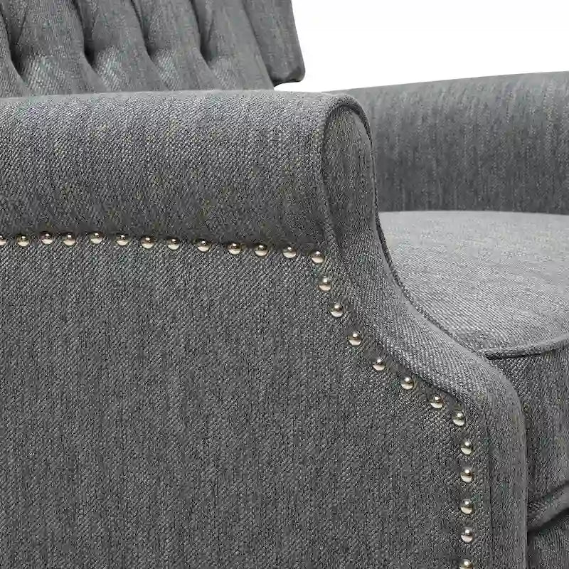 Charcoal Wingback Manual Recliner, Oversized Single Seat, Diamond Tufted