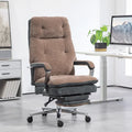 Coffee Velvet Oversized Office Recliner Chair, Swivel Wheels, Single Seat