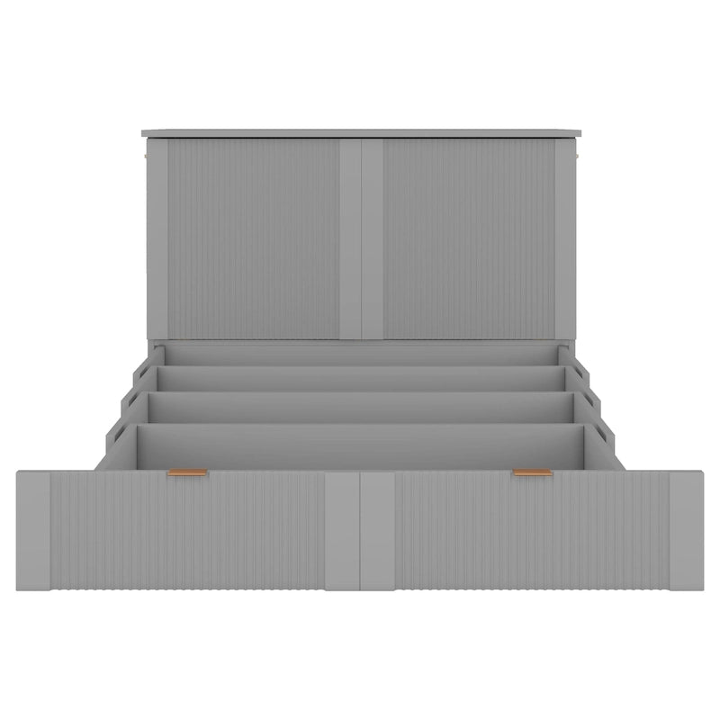 Grey Full Size Murphy Wall Bed with Drawer, Sockets & USB Ports (1 Person)