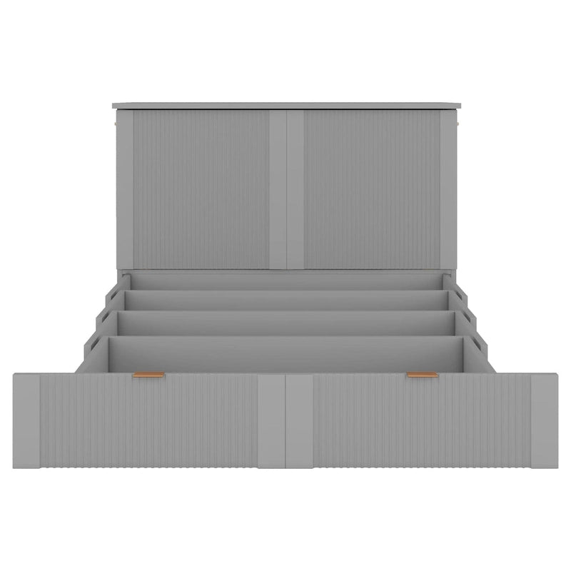 Grey Full Size Murphy Wall Bed with Drawer, Sockets & USB Ports (1 Person)