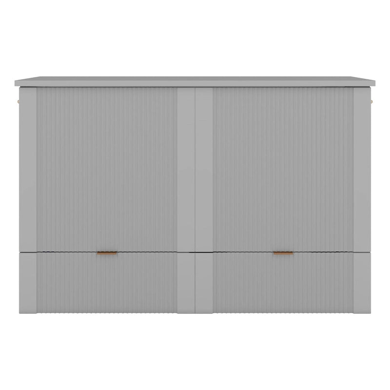 Grey Full Size Murphy Wall Bed with Drawer, Sockets & USB Ports (1 Person)
