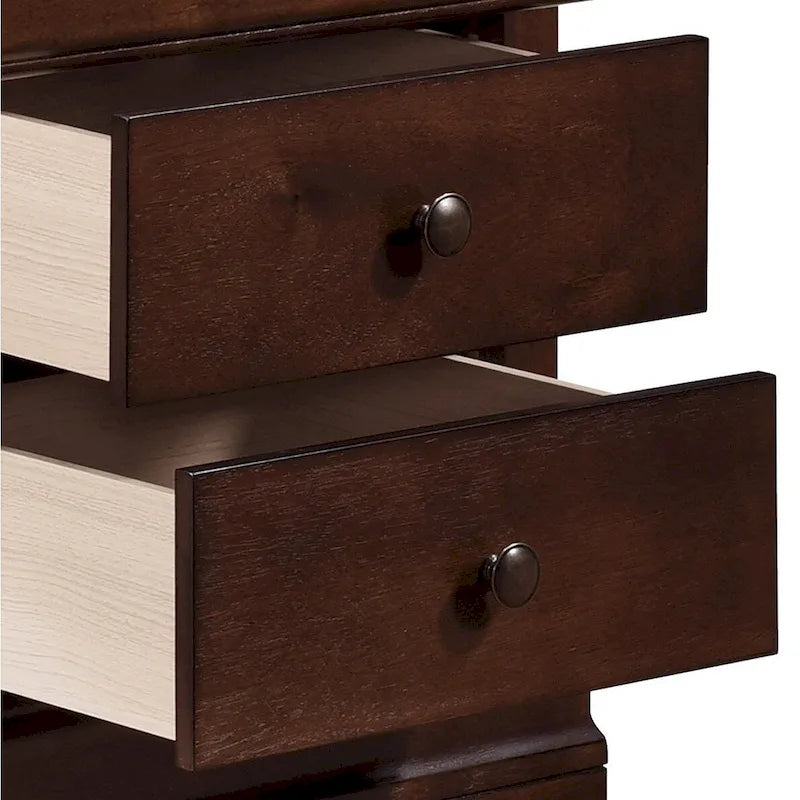 Brown Mix 2-Drawer Nightstand with Hidden Jewelry Drawer, Single