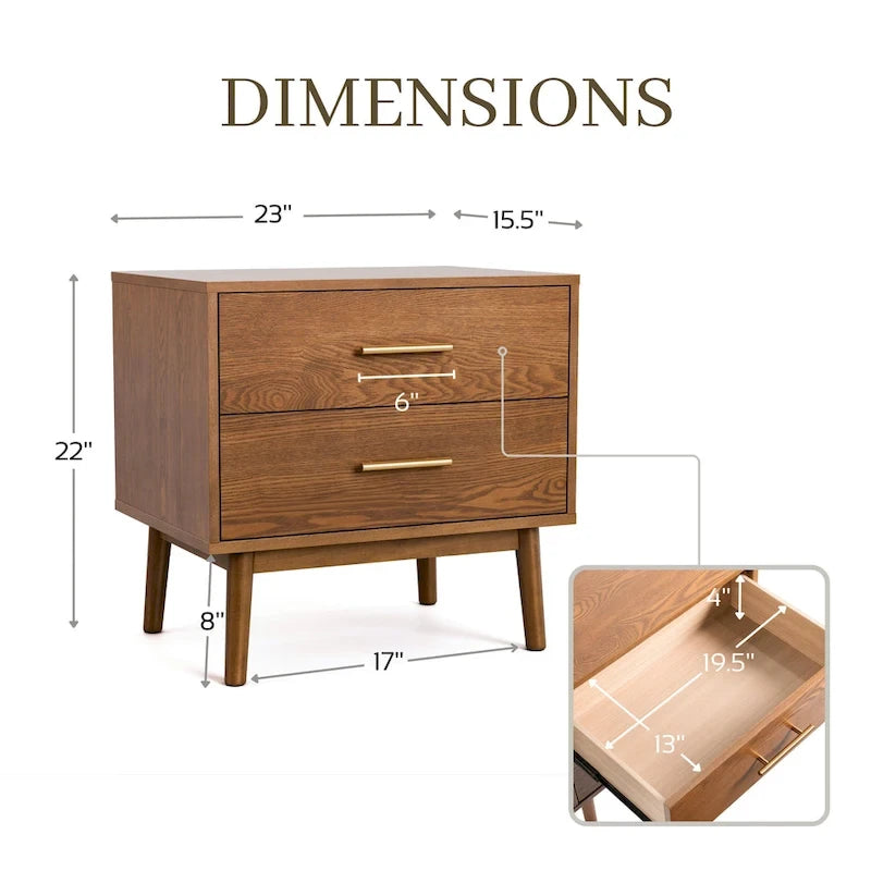 Walnut 4-Piece Bedroom Set, Mid-Century Style, King/Queen