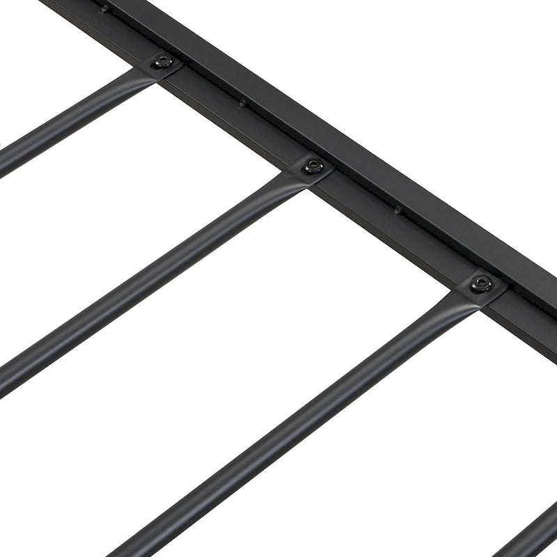 Beige & Black Full Size Platform Bed Frame for 2, Upholstered Headboard, USB Ports
