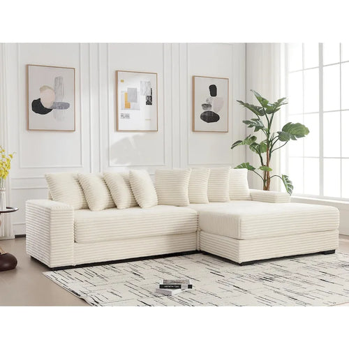 111 Corduroy L-Shaped Sectional Sofa with Oversized Right Chaise