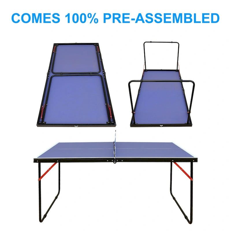Blue Foldable Table Tennis Set for 2 Players