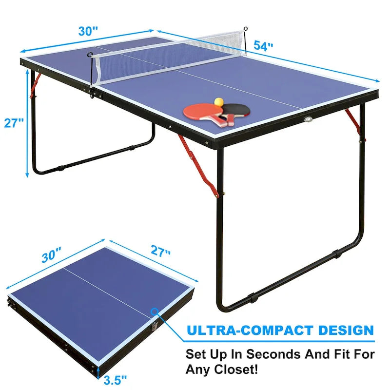 Blue Foldable Table Tennis Set for 2 Players