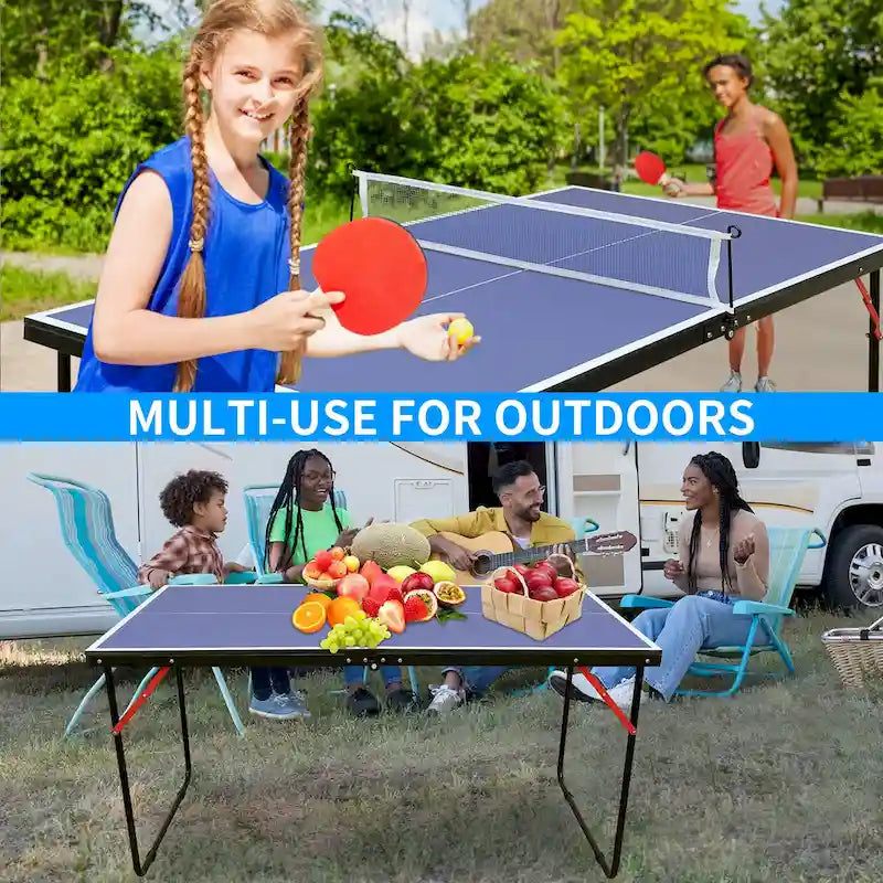 Blue Foldable Table Tennis Set for 2 Players