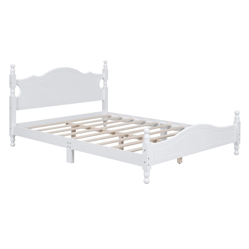 White Queen Platform Bed Frame, For 2