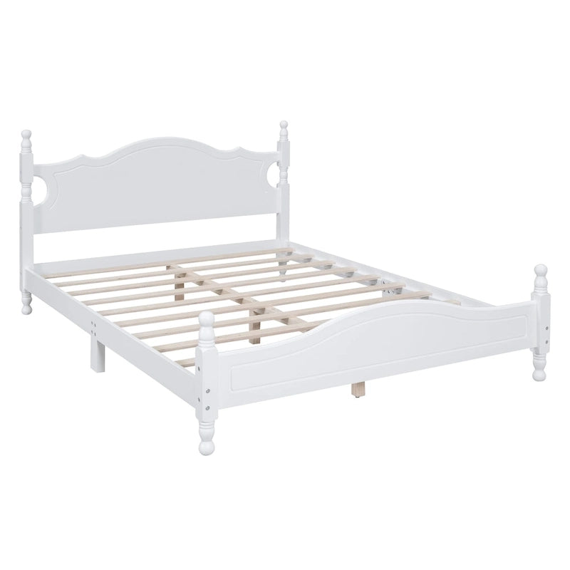 White Queen Platform Bed Frame, For 2