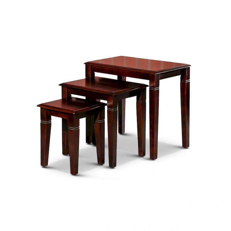 Dark Brown / Cherry / Espresso Traditional Nesting Side Tables, Set of 3