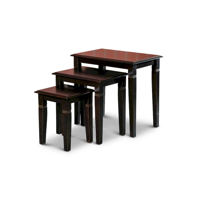 Dark Brown / Cherry / Espresso Traditional Nesting Side Tables, Set of 3