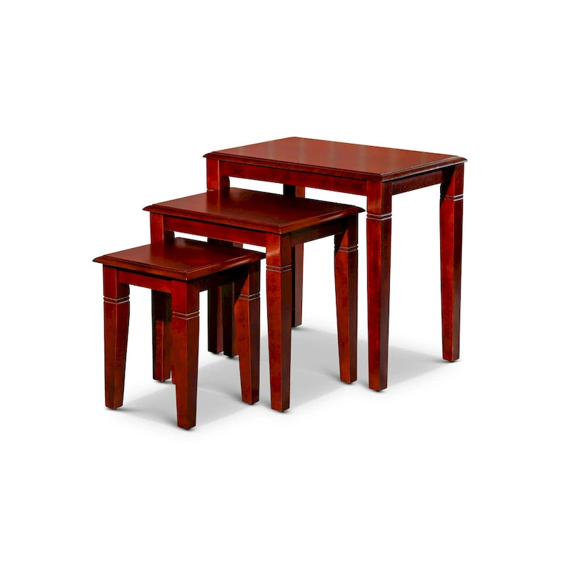 Dark Brown / Cherry / Espresso Traditional Nesting Side Tables, Set of 3