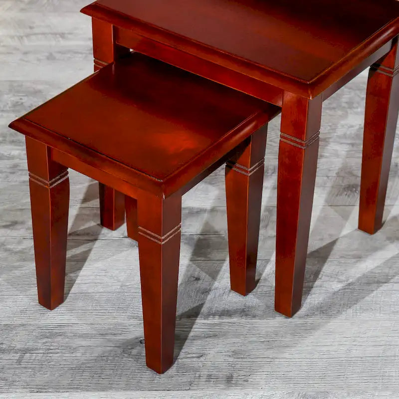 Dark Brown / Cherry / Espresso Traditional Nesting Side Tables, Set of 3