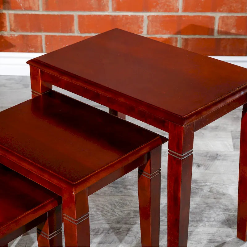 Dark Brown / Cherry / Espresso Traditional Nesting Side Tables, Set of 3