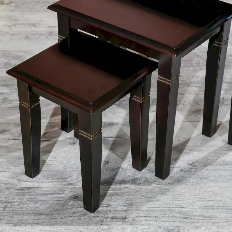 Dark Brown / Cherry / Espresso Traditional Nesting Side Tables, Set of 3
