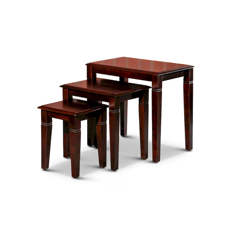 Dark Brown / Cherry / Espresso Traditional Nesting Side Tables, Set of 3