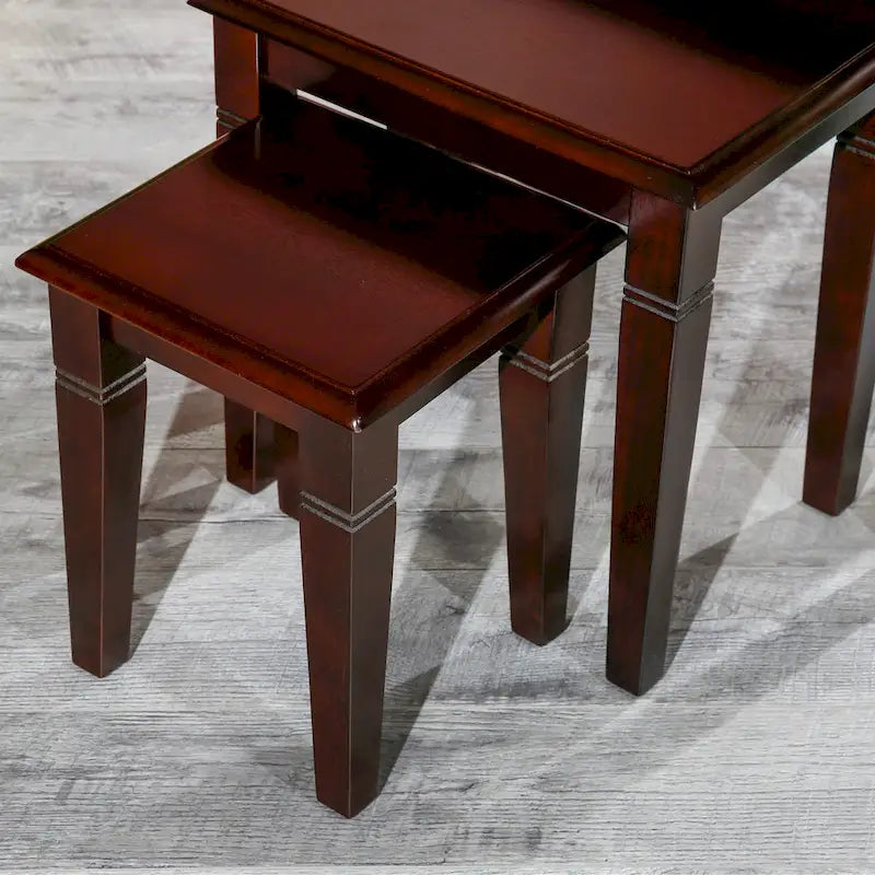 Dark Brown / Cherry / Espresso Traditional Nesting Side Tables, Set of 3
