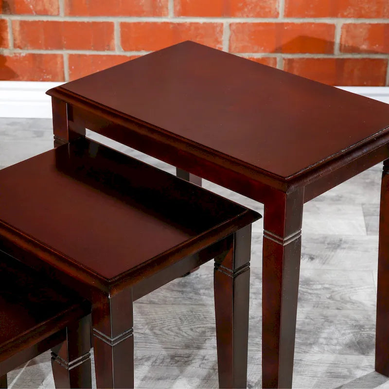 Dark Brown / Cherry / Espresso Traditional Nesting Side Tables, Set of 3