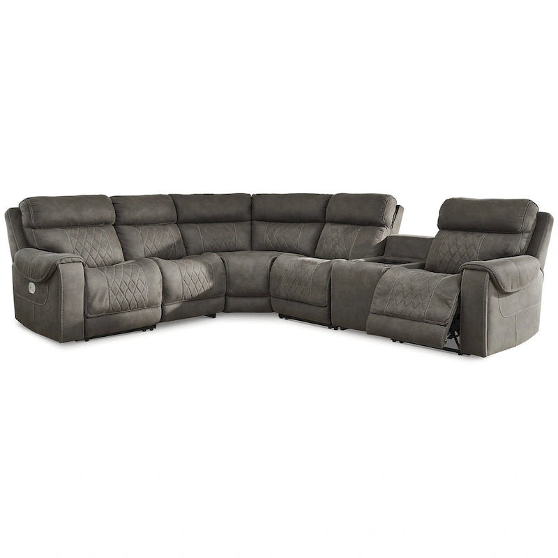 Grey Left-Facing 6-Seat Power Reclining Sectional with Console