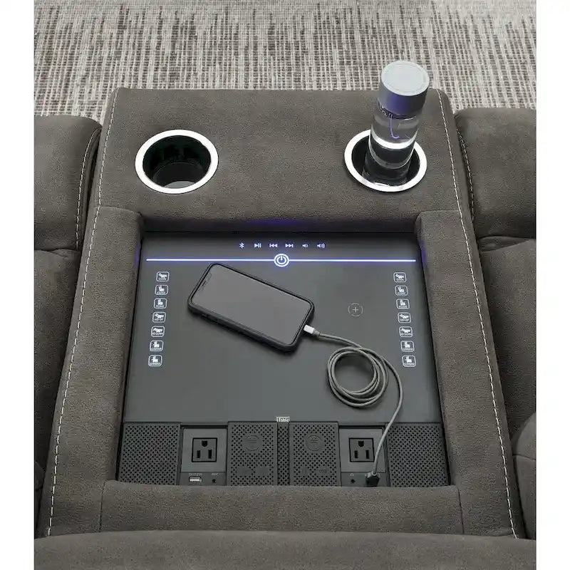 Grey Left-Facing 6-Seat Power Reclining Sectional with Console