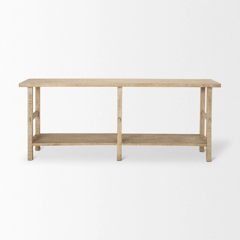 Light Brown / Medium Brown Rustic Console Table, 2-Shelf