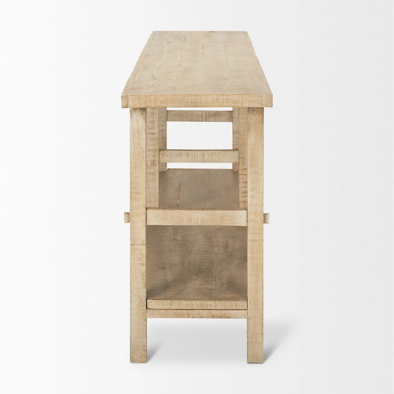 Light Brown / Medium Brown Rustic Console Table, 2-Shelf