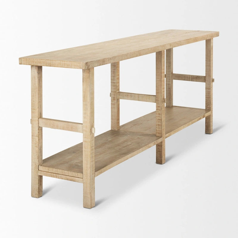 Light Brown / Medium Brown Rustic Console Table, 2-Shelf