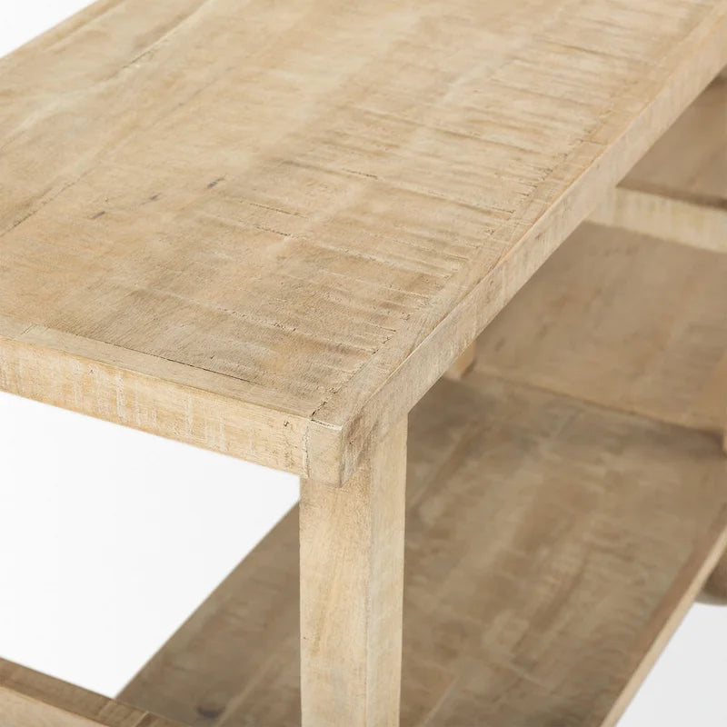 Light Brown / Medium Brown Rustic Console Table, 2-Shelf