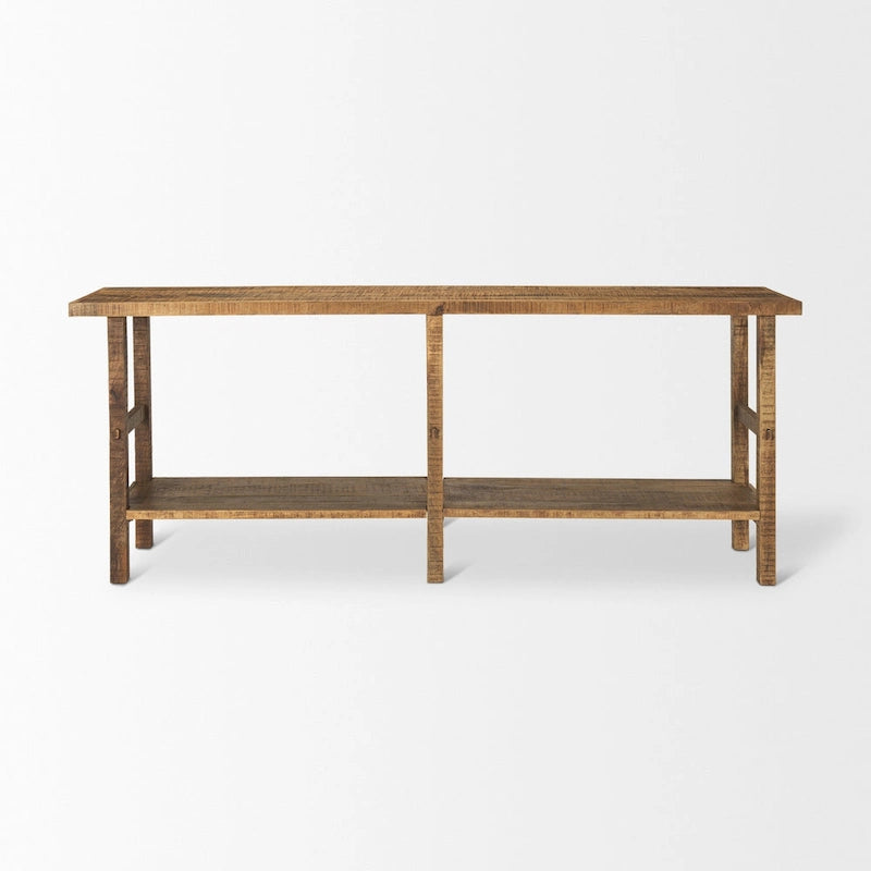 Light Brown / Medium Brown Rustic Console Table, 2-Shelf