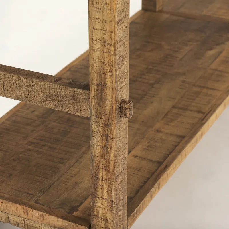 Light Brown / Medium Brown Rustic Console Table, 2-Shelf