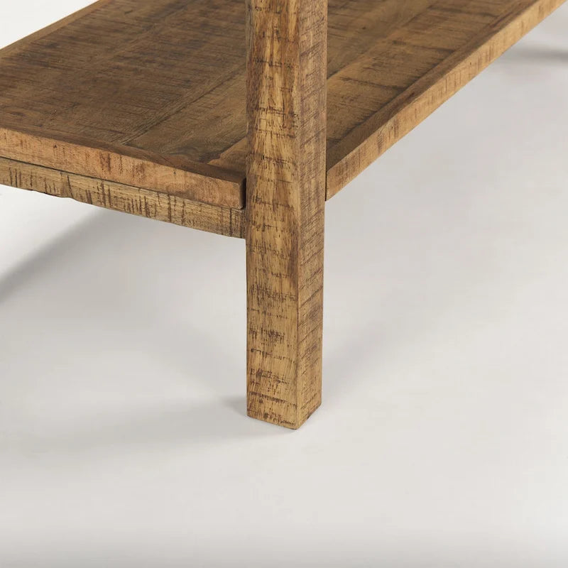 Light Brown / Medium Brown Rustic Console Table, 2-Shelf