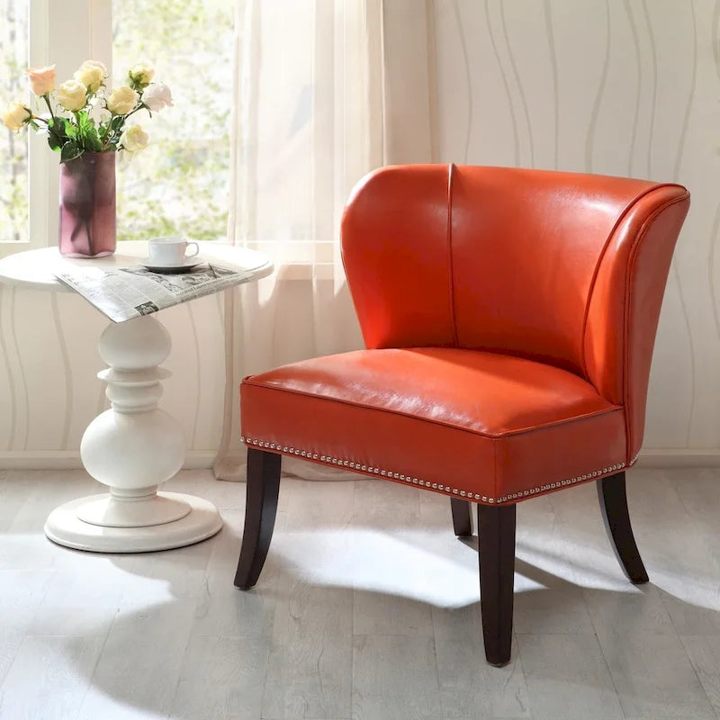  Sheldon Orange Concave Back Armless Accent Chair