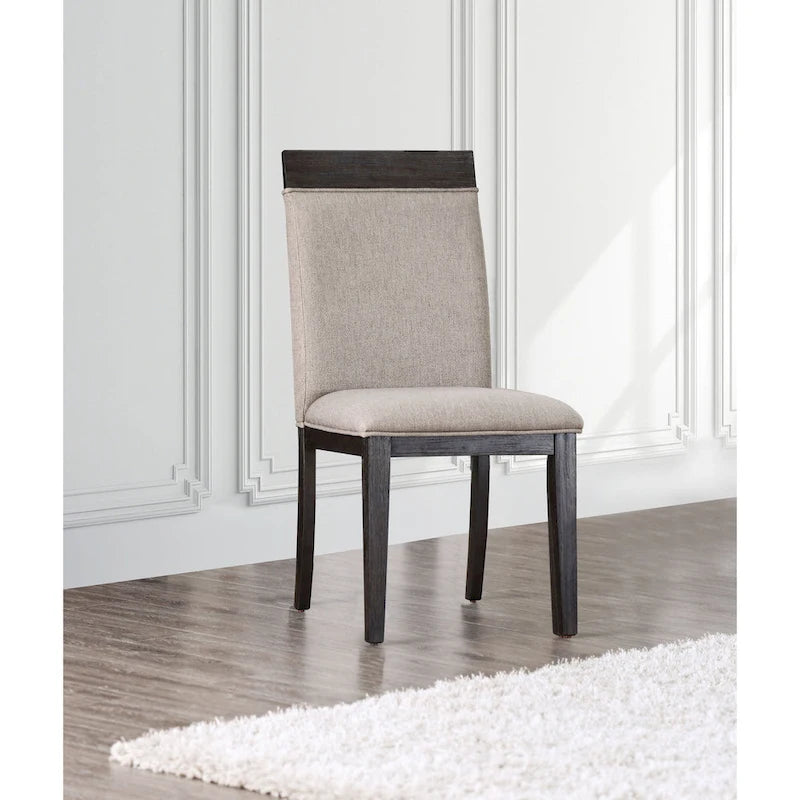 Espresso & Grey Contemporary Dining Set for 6–8, 7-Piece