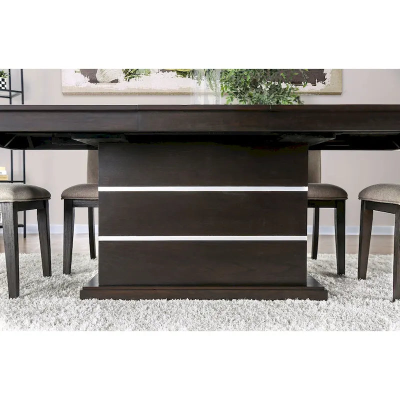 Espresso & Grey Contemporary Dining Set for 6–8, 7-Piece
