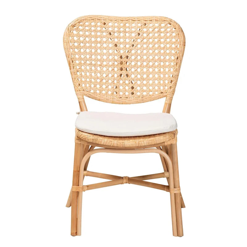 Natural Brown Rattan Dining Chair, Bohemian Style, Seats 1