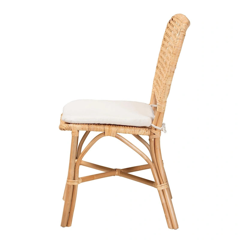 Natural Brown Rattan Dining Chair, Bohemian Style, Seats 1