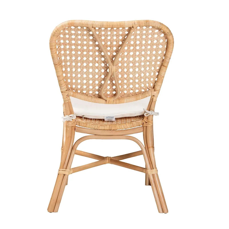 Natural Brown Rattan Dining Chair, Bohemian Style, Seats 1