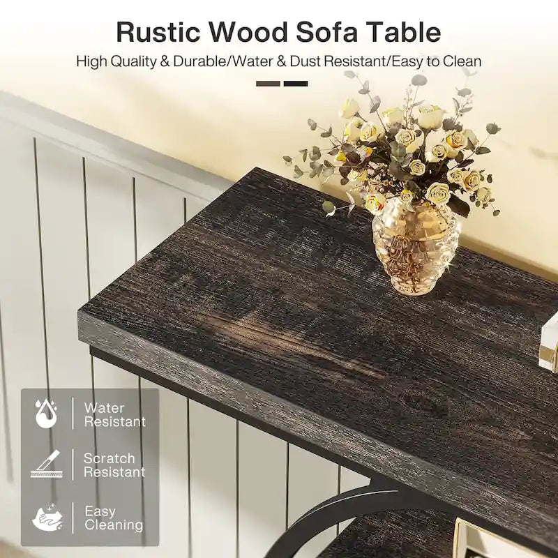 Brown Wood Top 4-Tier Console/Entryway Table
