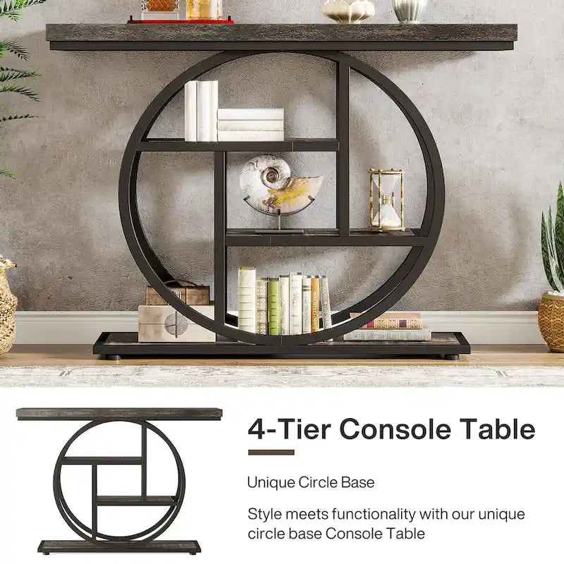 Brown Wood Top 4-Tier Console/Entryway Table