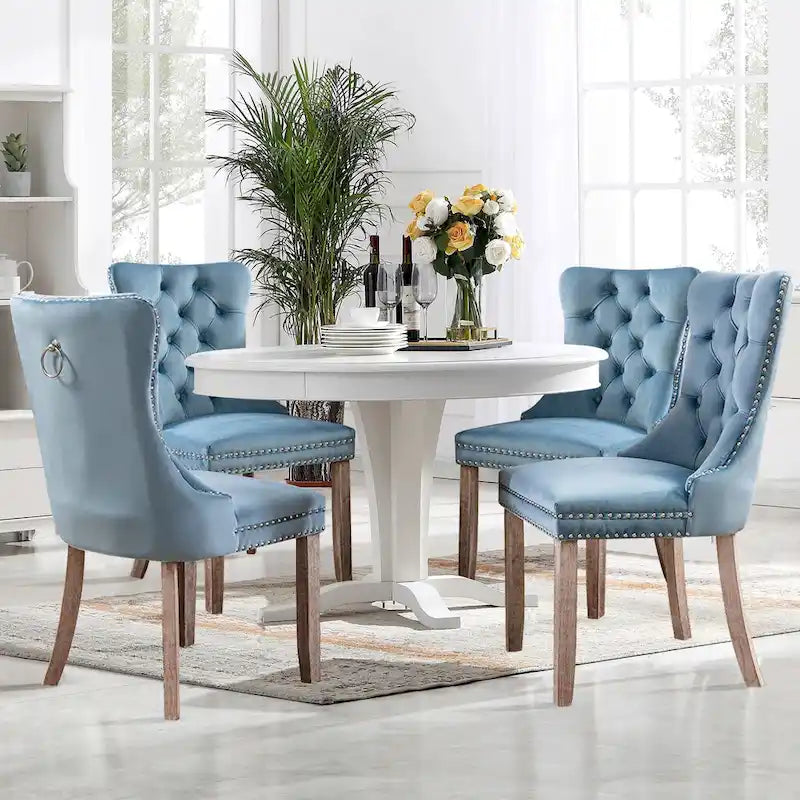Velvet Tufted Dining Chair with Nailhead Trim – Set of 2 | Multiple Colors