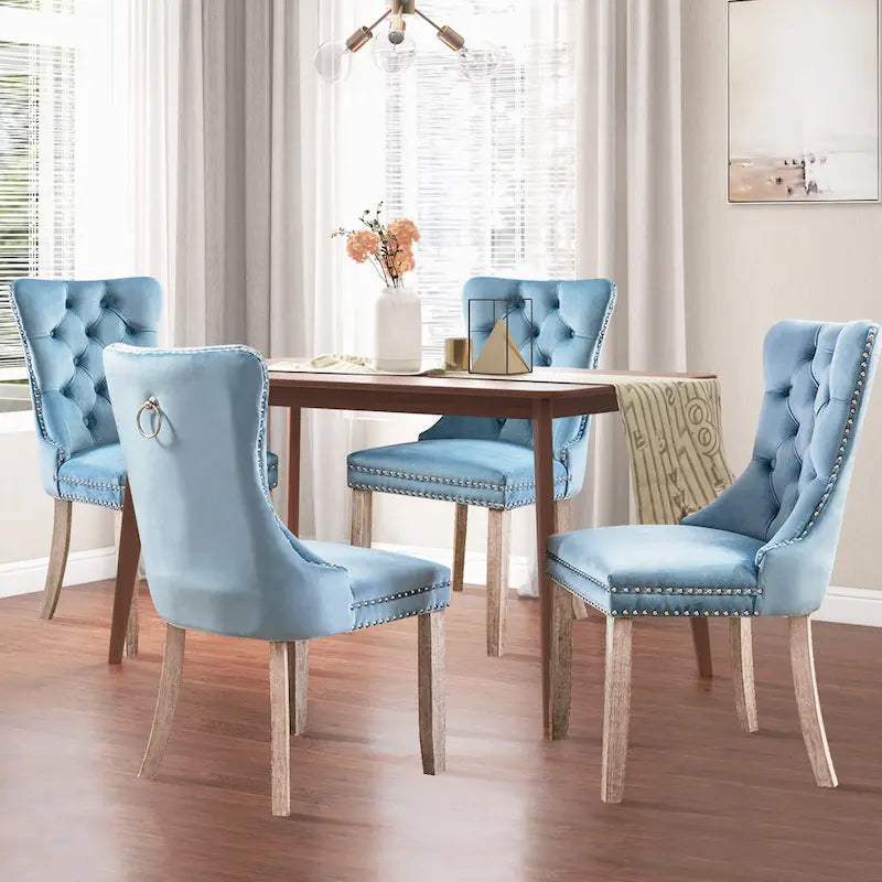 Velvet Tufted Dining Chair with Nailhead Trim – Set of 2 | Multiple Colors