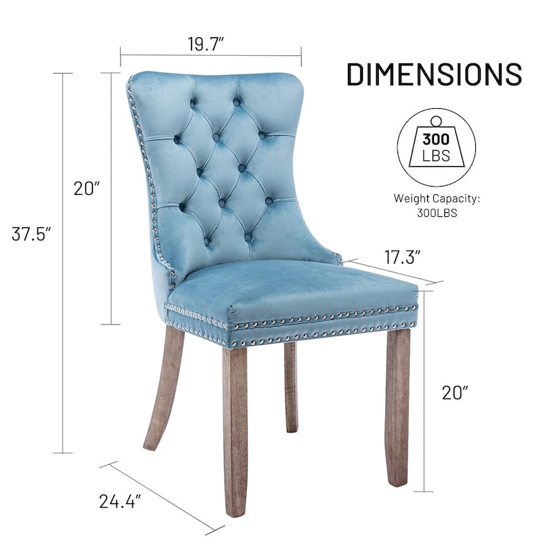Velvet Tufted Dining Chair with Nailhead Trim – Set of 2 | Multiple Colors