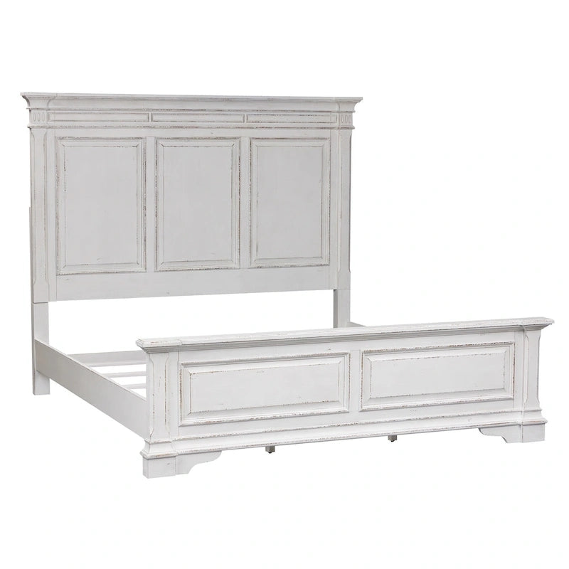 Antique White King Panel Bed for 2 – Traditional Style