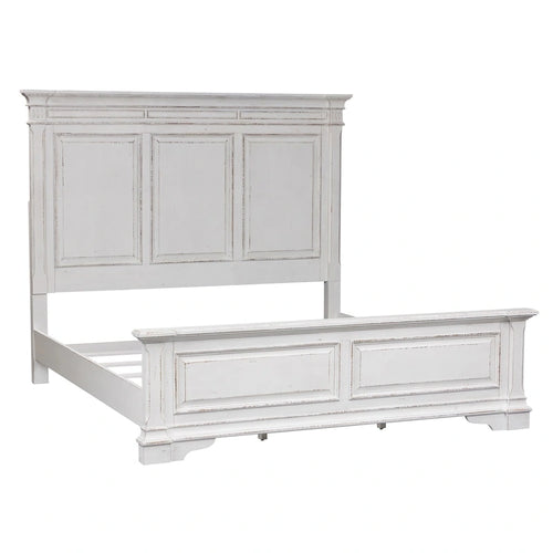 Antique White King Panel Bed for 2 – Traditional Style